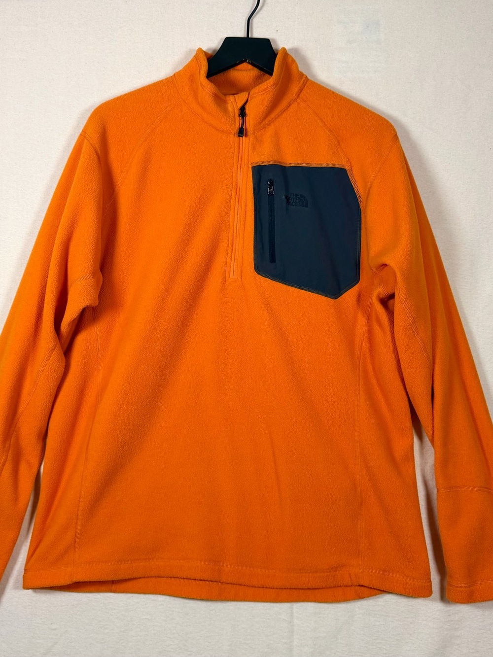 The North Face Orange Quarter-Zip Fleece with Contrasting Chest Pocket